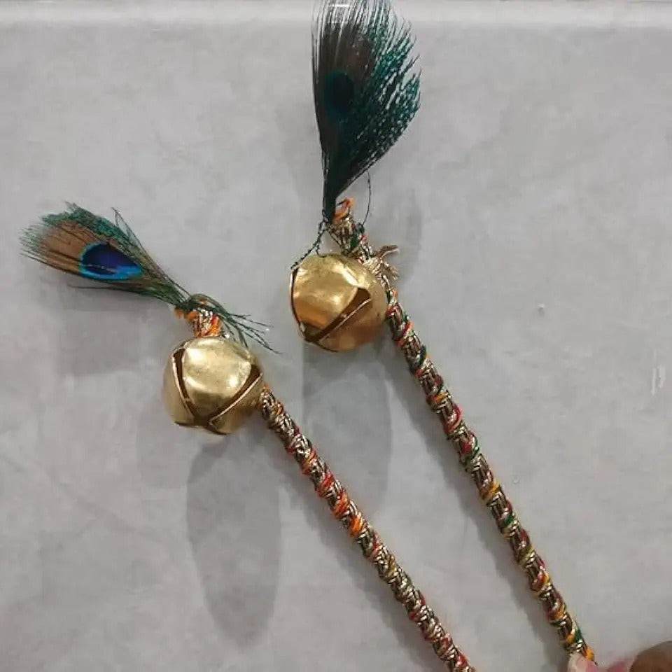 PEACOCK FEATURE STICK WITH RIBBON